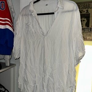 Women's White V-Neck Swim Cover Up Dress